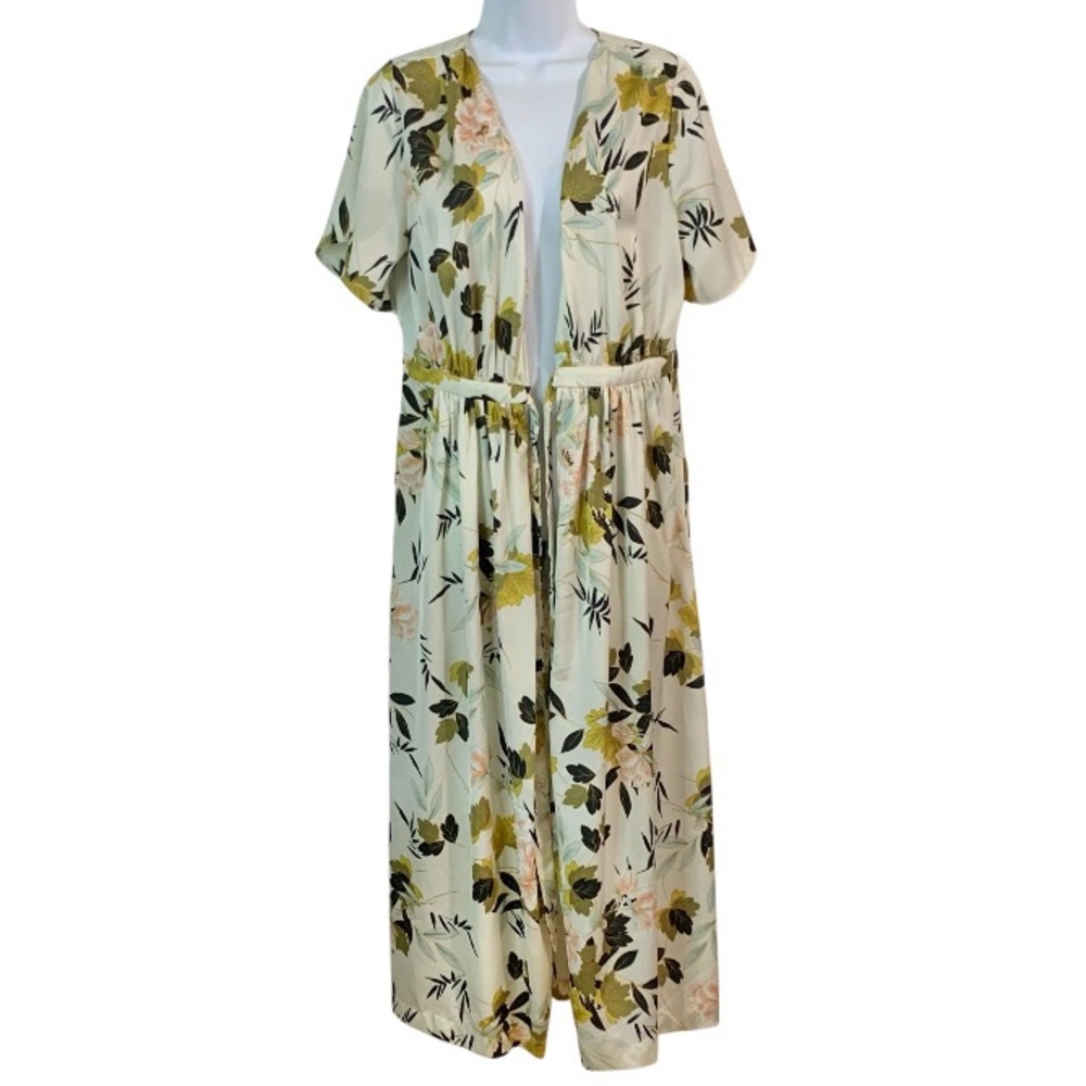 EASEL Autumn Floral Tie Front Kimono Duster Sz M